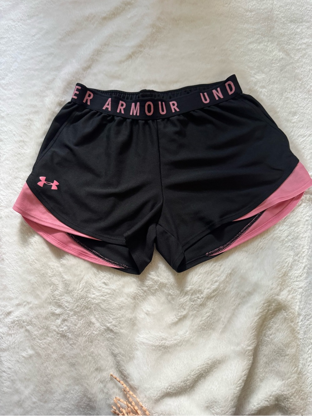 Under Armour Black with Pink Trim Women's Athletic Shorts